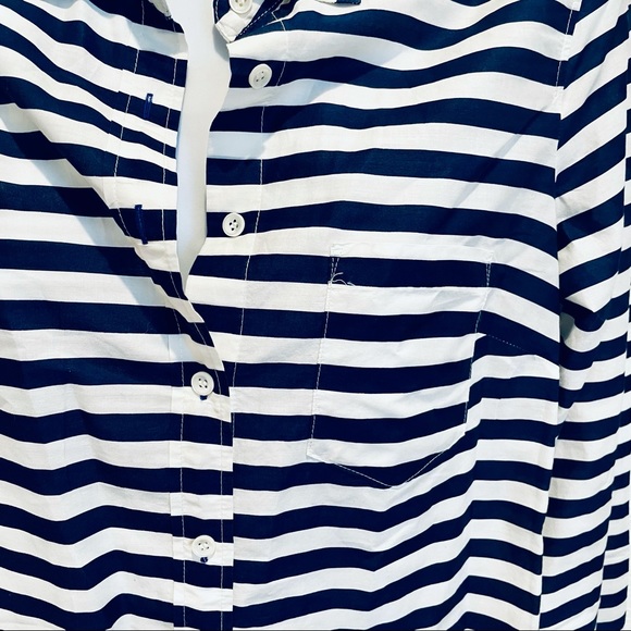 J. CREW Blue White Striped BOY Button Down Shirt size 0 - Picture 7 of 16